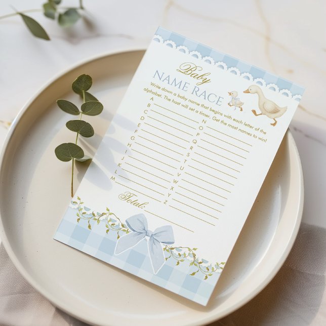 Baby Name Race Silly Goose Blue Gingham Game (Creator Uploaded)