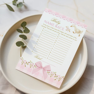 Baby Name Race Silly Goose Pink Baby Shower game