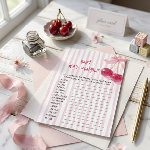 Baby Name Scramble Cherry on Top Pink Bow Girl