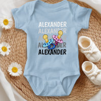 Baby name shades white to black with pacifier Blue