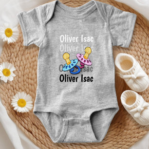 Baby name shades white to black with pacifier Grey Bodysuit
