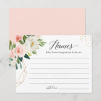 Baby Name Suggestion Advice Baby Shower Game Card