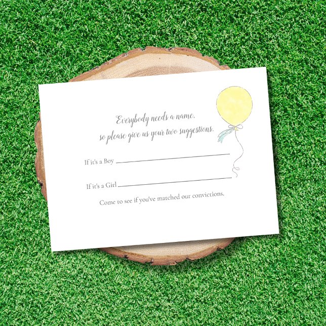 Baby Name Suggestion Baby Sprinkle Yellow Balloon Enclosure Card (Creator Uploaded)