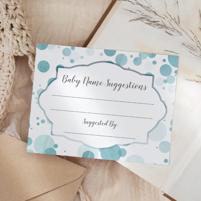 Baby Name Suggestions Card Blue Dots Baby Shower (Creator Uploaded)