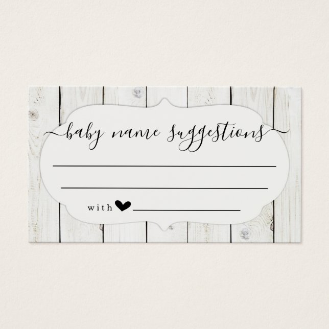 Baby Name Suggestions Card for Baby Shower (Front)