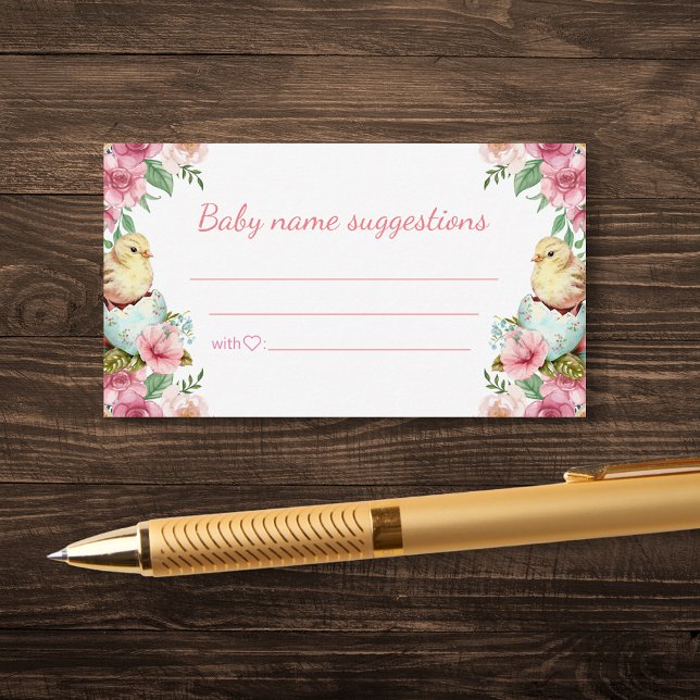 baby name suggestions floral baby shower easter enclosure card (Creator Uploaded)