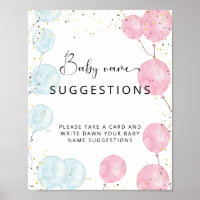 Baby Name Suggestions Gender Reveal Poster
