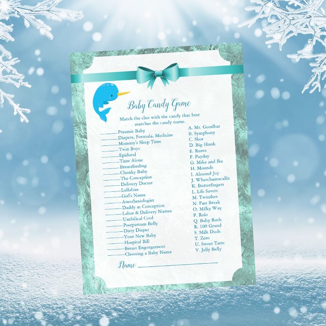 Baby Narwhal Baby Candy Shower Game Invitation (Creator Uploaded)
