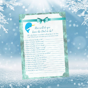 Baby Narwhal Who Knows Dad Best Baby Shower Game Invitation