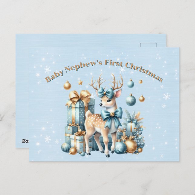 Baby Nephew's First Christmas Holiday Postcard (Front/Back)