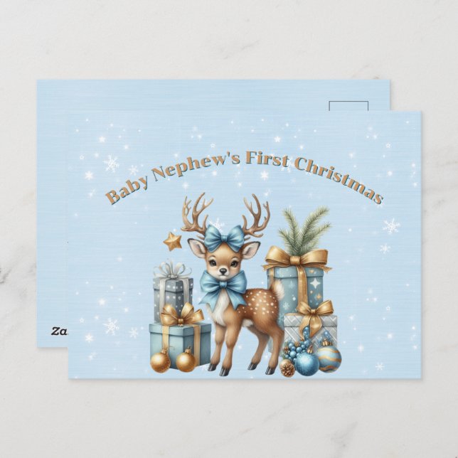 Baby Nephew's First Christmas Holiday Postcard (Front/Back)