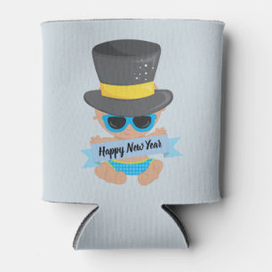 Baby New Year with Banner Champagne Can Cooler