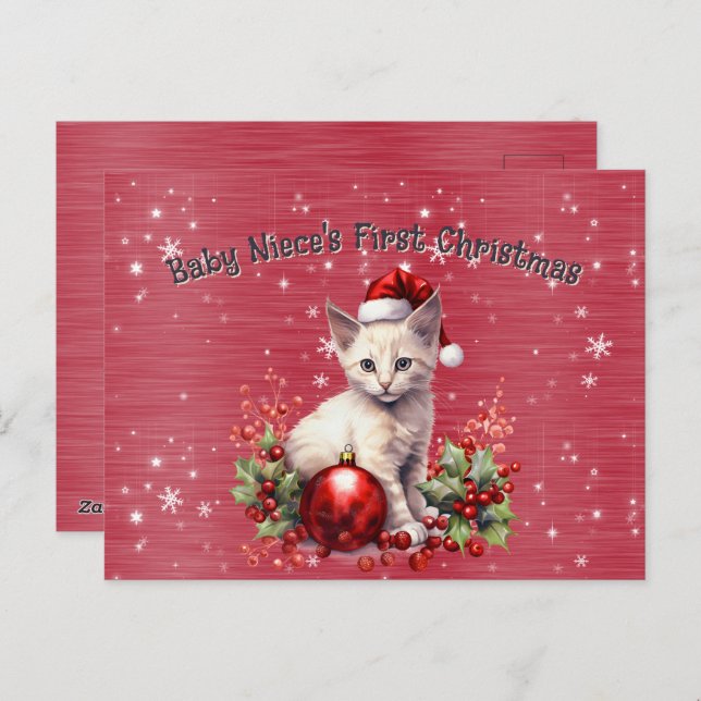 Baby Niece's First Christmas Holiday Postcard (Front/Back)