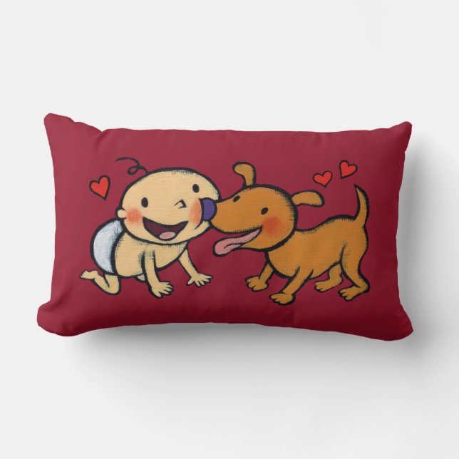 Baby Nose Kisses from the Dog Lumbar Cushion (Front)