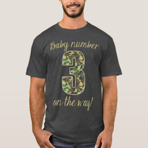 Baby Number 3 Pregnancy Announcement Camo T-Shirt