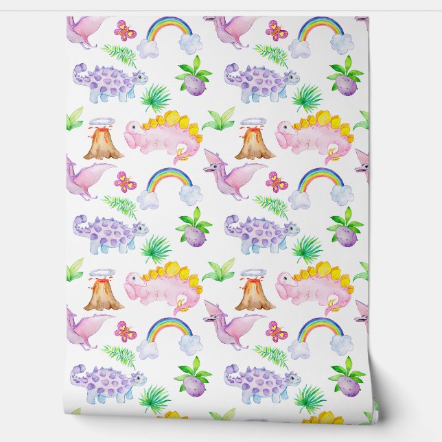 Baby Nursery Dinosaur Seamless Pattern  Wallpaper (Unrolling)