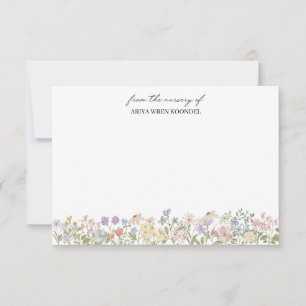 Baby Nursery Watercolor Floral Thank You Card