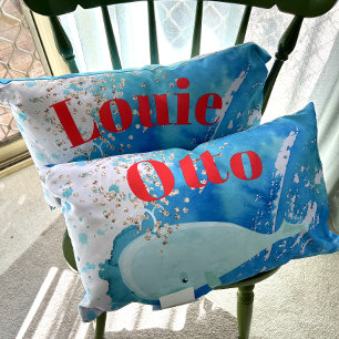 Baby Nursery Whale Sparkle Blue Red Personal Lumbar Cushion