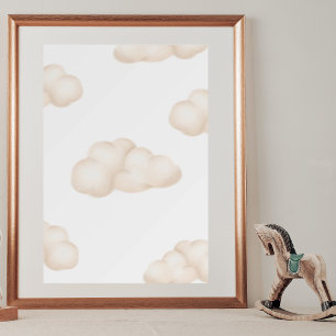 Baby Nursery Whimsical Floating Kitten Clouds  Poster