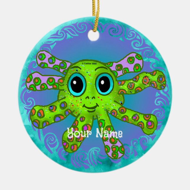 Baby Octopus Ceramic Tree Decoration (Front)