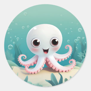 Baby Octopus Ocean Classic Round Sticker