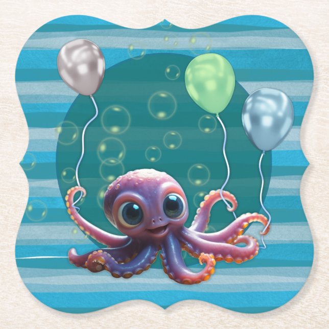 Baby Octopus Paper Coasters (Front)