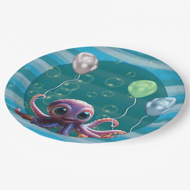 Baby Octopus Paper Plate (Angled)