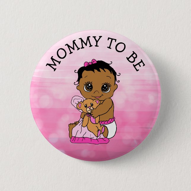 Baby of Colour Mum To Be Girl's Baby Shower 6 Cm Round Badge (Front)