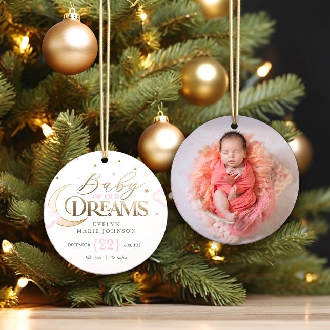 Baby of our Dreams Pink Baby's First Christmas Ceramic Tree Decoration (Creator Uploaded)