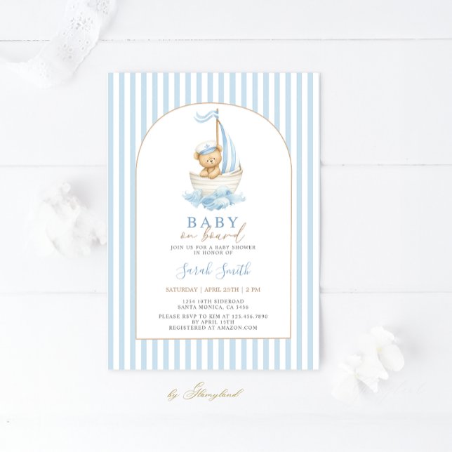 Baby on Board Baby Shower Boy Invitation (Creator Uploaded)