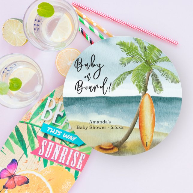 Baby on board Baby Shower Classic Round Sticker (Creator Uploaded)