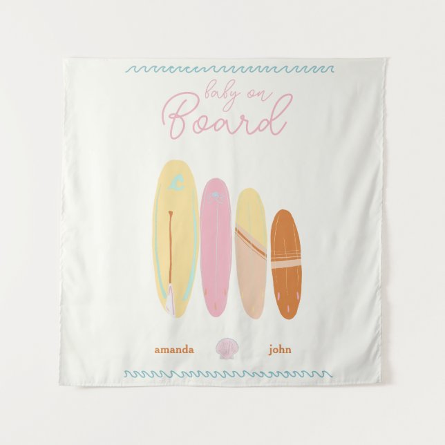 Baby on Board Baby shower Ocean Theme  Tapestry (Front)