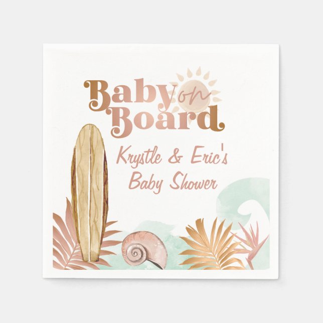 Baby on board Baby Shower Paper Plate Napkin (Front)