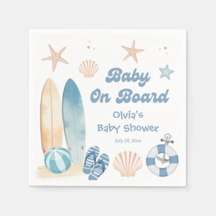 Baby on Board Baby Shower Surfboard Beach Napkin