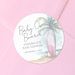 Baby On Board Beach Baby Shower Classic Round Sticker