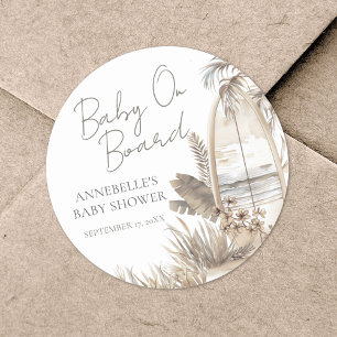 Baby On Board Beach Baby Shower Classic Round Sticker