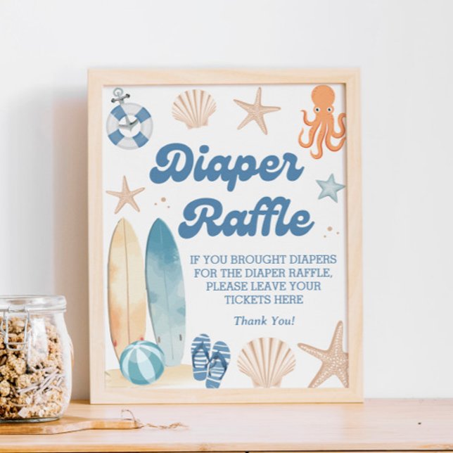 Baby On Board Beach Baby Shower Diaper Raffle  Poster (Creator Uploaded)