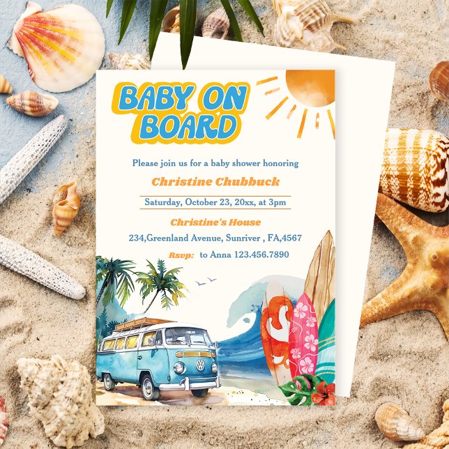 Baby On Board Beach Baby Shower Invitation (Creator Uploaded)
