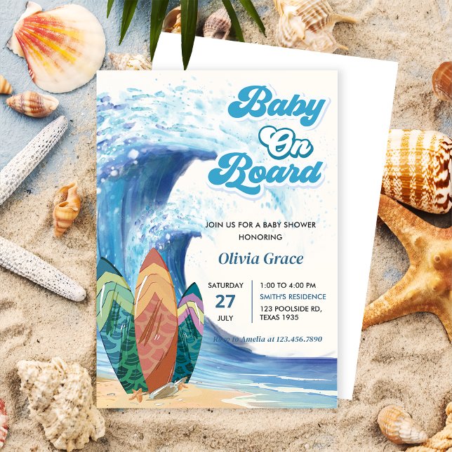 Baby On Board Beach Baby Shower Invitation (Creator Uploaded)