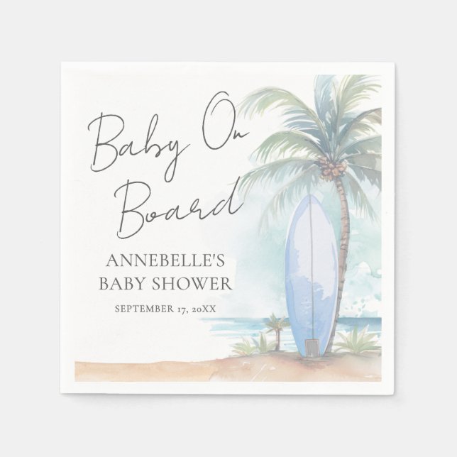 Baby On Board Beach Baby Shower Napkin (Front)