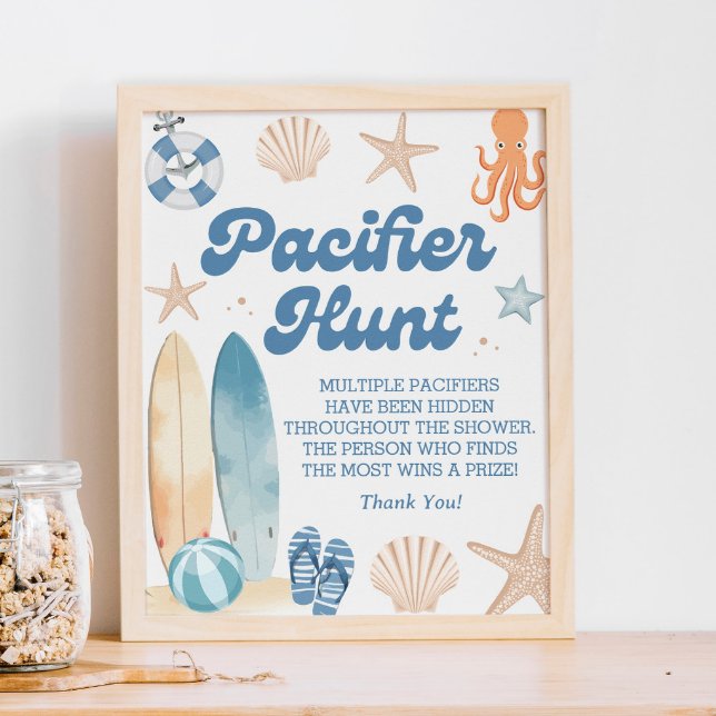 Baby On Board Beach Baby Shower Pacifier Hunt Game Poster (Creator Uploaded)