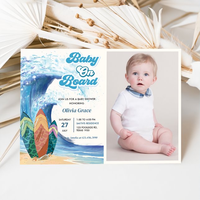 Baby On Board Beach Baby Shower Photo  Invitation (Creator Uploaded)