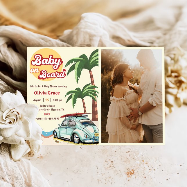 Baby On Board Beach Baby Shower Photo  Invitation (Creator Uploaded)