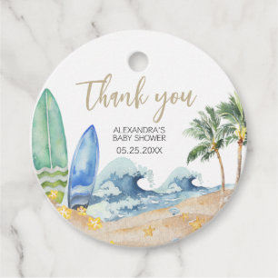 Baby on Board Beach Baby Shower Round Favour Tags