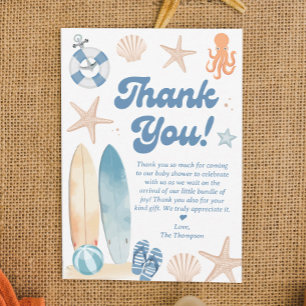 Baby On Board Beach Baby Shower  Thank You Card