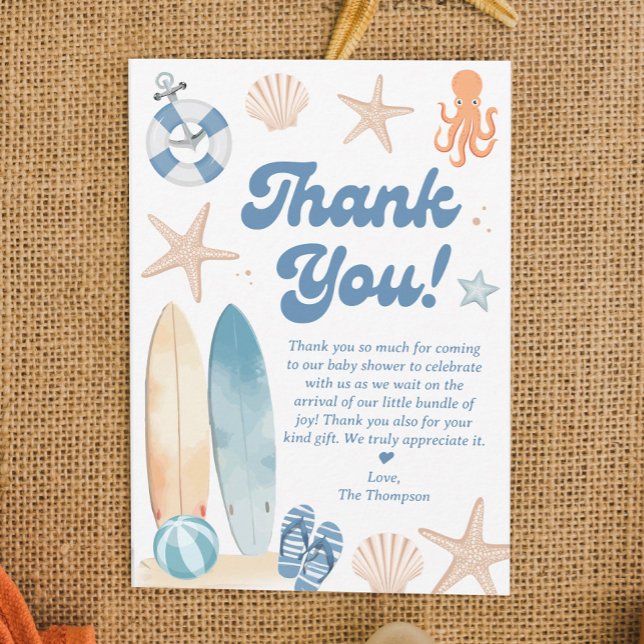 Baby On Board Beach Baby Shower  Thank You Card (Creator Uploaded)