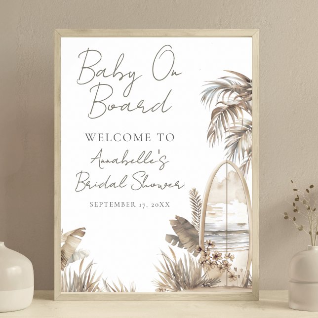 Baby On Board Beach Baby Shower Welcome Sign (Baby On Board Beach Baby Shower Welcome Sign )