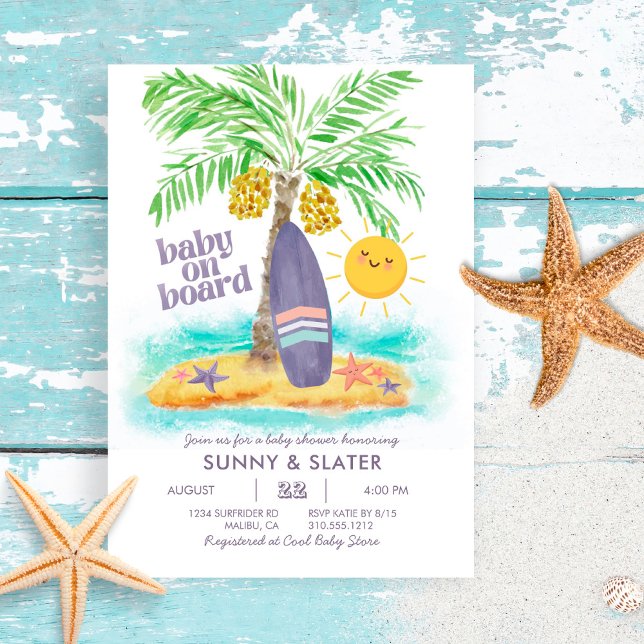 Baby On Board | Beach Surf Baby Shower Invitation (Creator Uploaded)