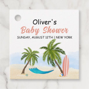 Baby On Board Beach Surfing Baby Shower  Favour Tags