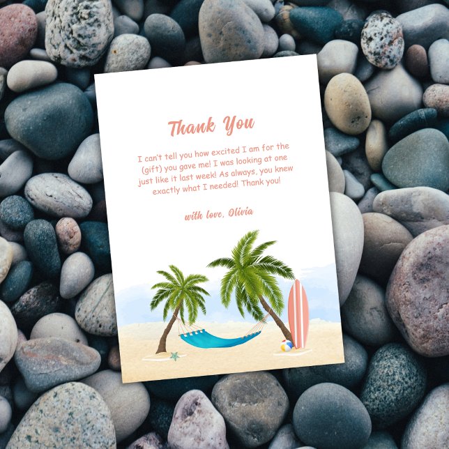 Baby On Board Beach Surfing Baby Shower  Thank You Card (Baby On Board Beach Surfing Baby Shower Thank You Card)